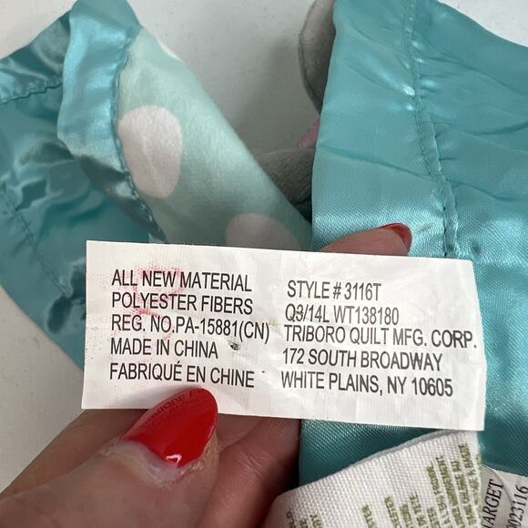 Circo Elephant Baby Lovey Satin Trim Security Blanket Aqua Blue Polka Dot Target - Picture 8 of 11